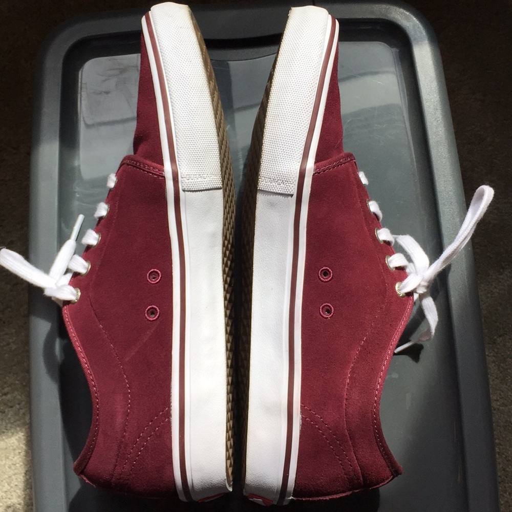 Vans burgundy suede like material